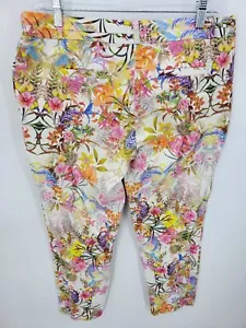 River Island Pants Womens 14 Colorful Floral Cropped Boho Artsy Cottagecore - Picture 1 of 9