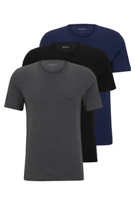 BOSS Hugo Boss 3 pack Men Tshirts 50475284 Black/Grey/Blue 100% cotton NEW - Picture 1 of 5