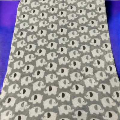 "Manta de bebé de felpa gris con elefantes blancos manta de bebé Lovey 37""x28""" Foto 1 de 4
