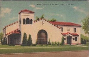 Agent Funeral Home Muskogee Oklahoma Linen postcard LQ8 - Picture 1 of 2