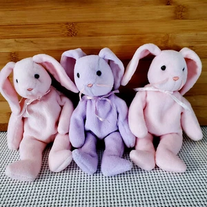 Lot of 3: 1996 FLOPPITY & 2 HOPPITY TY BEANIE BABIES bunnies rabbits PVC No Tag - Picture 1 of 10