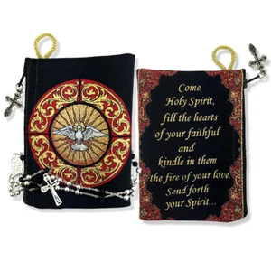 "Holy Spirit" Bernini Inspired Confirmation Keepsake Tapestry Pouch - Black/Red - Picture 1 of 4