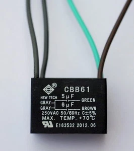CEILING FAN CAPACITOR CBB61 5uf+6uf 4 WIRE - Picture 1 of 1
