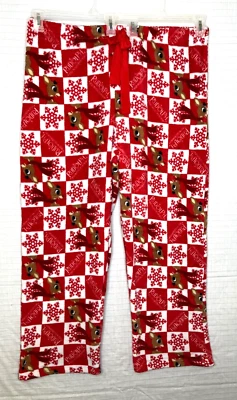 Calças/calças lounge de pijama Rudolph em excelente estado usado, 3X, 22-24W vermelho e branco, cabeça de veado - Imagem 1 de 4
