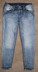 MISS ME Jeans Womens Size 28 Ankle Skinny Low Rise Distressed Medium Wash Blue - Picture 1 of 4