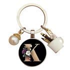 Pearl Alphabet Key Ring Alphabet Letter Keychain Charms for Key Handbag Backpack