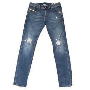 Pantalones de mezclilla Diesel para hombre desgastados ajustados azules claros elásticos Thommer W33 L32 - Imagen 1 de 13