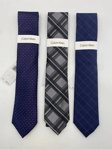 Mens Lot of 3 Calvin Klein Neck Ties Polyester Silk NEW - Picture 1 of 8