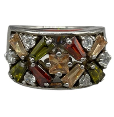 Anello donna Argento925 Fascione di cristalli zirconi multicolor pietre luminose - Immagine 1 di 4