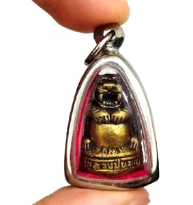 Tiger Brass Stainless Pendant LP Mhun Banjan Temple Talisman Thai Buddha Amulet - Picture 1 of 5