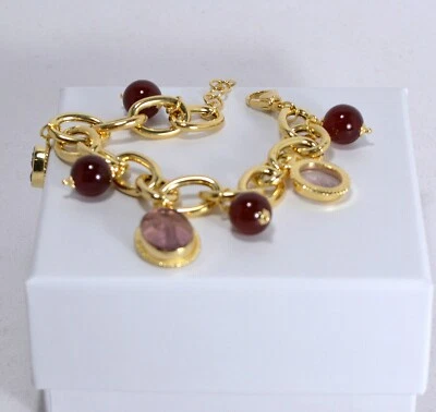 TAGLIAMONTE BRACCIALE IN ARGENTO 925 CORNEOLA E  PASTE VITREE            TGN 984 - Immagine 1 di 3