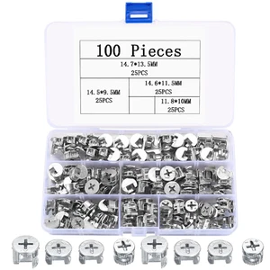 100 Pcs Furniture Cam Lock Nuts, Furniture Connecting Cam Lock Fittings Conne... - Picture 1 of 12