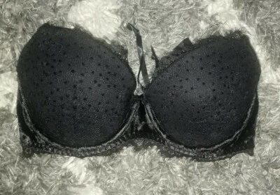 VS lightly lined strapless bra NEW 32d black flocked dot  - Image 1 of 3