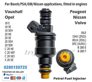 Benzin Einspritzdüse 0280150725 für Vauxhall Opel Peugeot Nissan Volvo Motoren - Bild 1 von 2