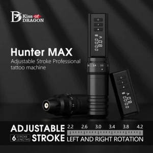 Máquina de tatuaje inalámbrica Kiss of Dragon Hunter Max 2400 mAh ajustable 2,4-4,2 mm - Imagen 1 de 9