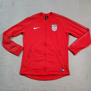 USA Soccer Jacket Mens Medium Red Long Sleeve Zip Up 2018 USMNT Nike Anthem - Picture 1 of 24