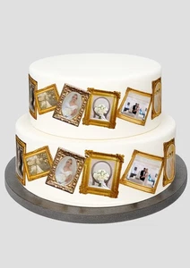 Cake Topper BORDER Your photos Custom Gold Photo Frame PERSONALISED Edible Icing - Picture 1 of 7
