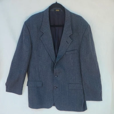Patrick James Purveyor to Gentleman 46L Men's Wool Blazer, Dark Gray Check Tweed - Image 1 of 4