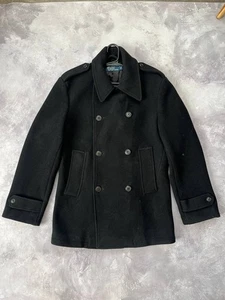 Polo Ralph Lauren Mens Melton Wool Blend Peacoat, Black Coat, M - Picture 1 of 5