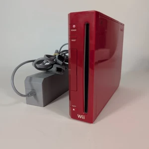 Nintendo Wii Red Console RVL-001 (USA) And Power Supply Tested Working Used Rare - Picture 1 of 10
