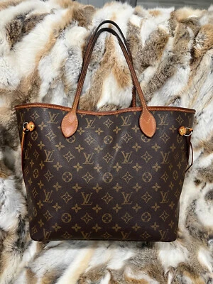 Bolso de Mano Louis Vuitton Neverfull Interior Rojo PM Marrón Lona Foto 1 de 4