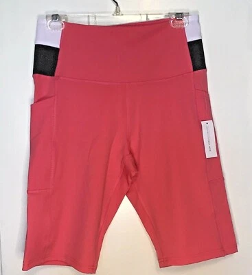 N EW YORK & CO 尺寸 L 粉色和白色自行车骑行运动瑜伽短裤全新带标签 NY & CO — 第 1/4 张图片