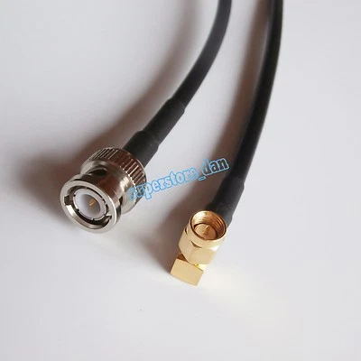 100cm RG58 RF Cable BNC male to SMA male plug right angle crimp pigtail 3Feet  - Image 1 of 4