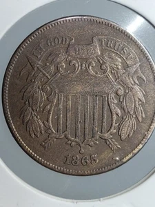 1865 2 Two Cent Piece Appears Extremely Fine XF Condition Grade Yourself - Picture 1 of 10