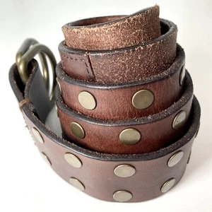 Banana Republic Rivited Brown Leather and Brass Loop Style Belt Size Small - Picture 1 of 11