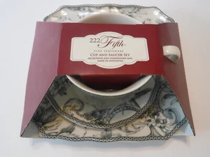 222 Fifth Adelaide Grey Cup Saucer Sandwich Plate Set - Picture 1 of 3