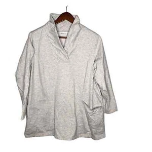 Denim & Co gray Active Knit Long Sleeve Shawl Collar Tunic A237300 plus size 1X - Picture 1 of 5