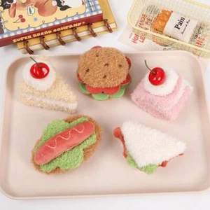 Cartoon Plush Hamburger Cake Sandwich Keychain Bag Pendant Backpack Decorati F5❤ - Picture 1 of 22