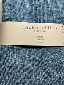 LAURA  ASHLEY NAPKINS (6) HARPER DENIM 100% POLYESTER 18 X 18 NIP - Picture 1 of 2