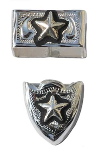 Hand Engraved Silver Tip and Loop Set 5/8" - Picture 1 of 1