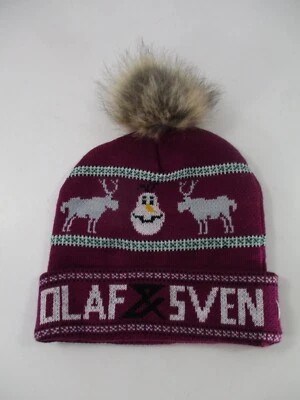 Disney Frozen Olaf Sven Sombrero Gorro Rojo Borgoña Gorra de Invierno Talla Única Sombrero Pom OSFM Foto 1 de 4