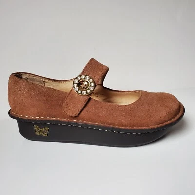 Alegria Paloma Mary Jane Size 37 PAL-205 Brown Tan Leather Slip On Hook & Loop * - Image 1 of 4