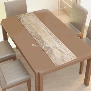 Indian Brocade Table Runner Jacquard White Elephant Long Boho Indian Tablecloth - Picture 1 of 6
