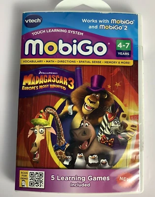 VTech MobiGo Madagascar 3 Europe's Most Wanted Touch Learning System Game Math - Image 1 of 2