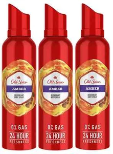 Old Spice Amber Deodorant Body Spray 24 Stunden langanhaltend frisch 140 ml 3er Set - Bild 1 von 6