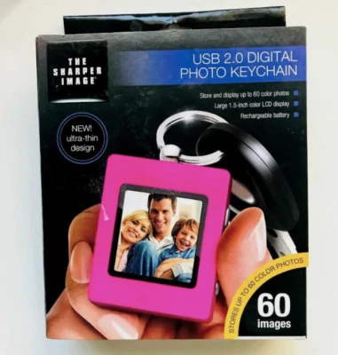 The Sharper Image USB 2.0 Digital Photo Keychain Hot Pink 1.5 inch LCD New - Image 1 of 4