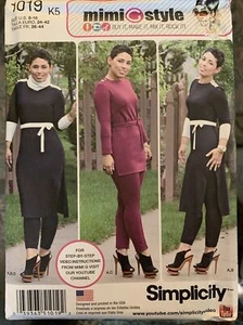SIMPLICITY PATTERN 1019 Knit Pants Tunic Belted Cowl Misses Size 8 10 12 14 16 - Picture 1 of 2