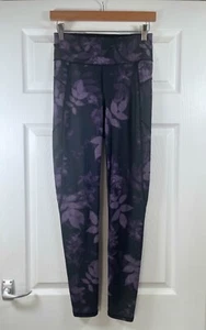 SWEATY BETTY FLORAL BLACK PURPLE Pull On Leggings Size Small - Picture 1 of 9