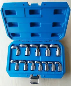 12Pc 3/8" Drive Flexible Metric Crows Foot Wrench Set Flare Nut Ratchet Bolt Big - Picture 1 of 9