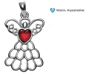 Avon MARY Birthstone ANGEL Necklace MARCH AQUAMARINE Color NEW in BOX 2015 - Picture 1 of 4