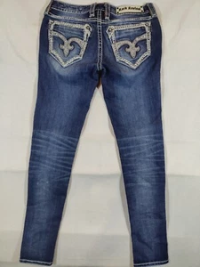 Rock Revival Jeans Women's 27 Skinny Luxor Embellished Low Rise Denim Stretch - Picture 1 of 11