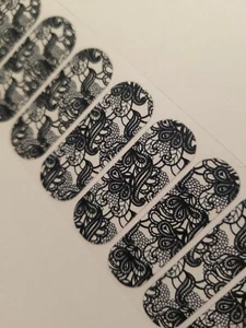 Jamberry ENCAJE NEGRO en Transparente, 1/2 Hoja - Imagen 1 de 3