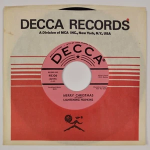 LIGHTNIN HOPKINS: Merry Christmas / Happy New Year US Decca 48306 Blues Promo 45 - Picture 1 of 2