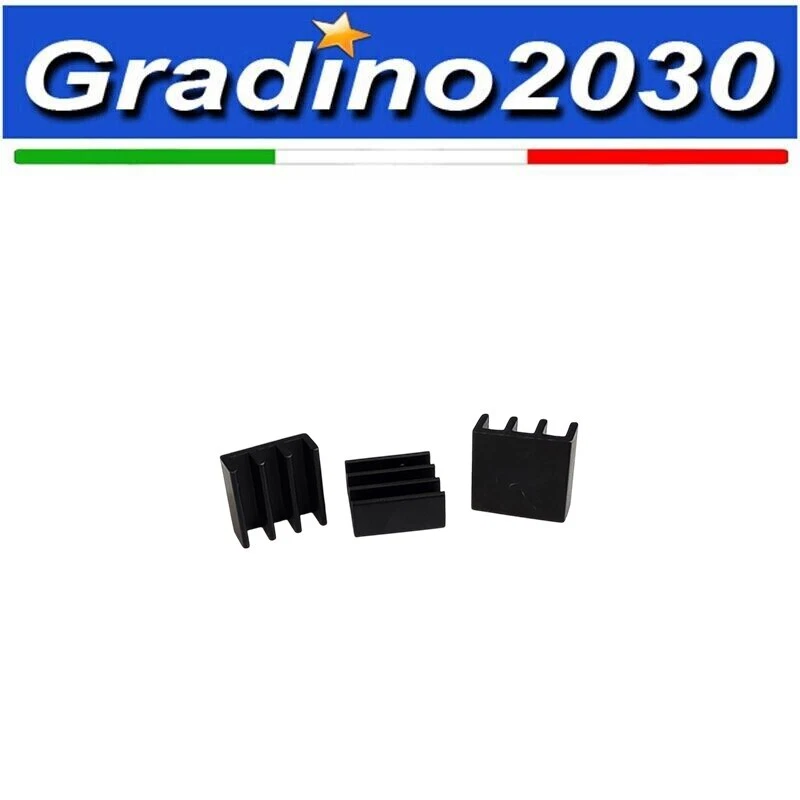 3pz Dissipatore alluminio nero 11x11.3x5mm - Raffreddamento componenti elettrici