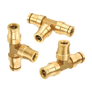 3pcs 1/4 Tee Union Push to Connect Fittings 1/4" OD Air Fittings Brass Air Brake - Picture 1 of 7