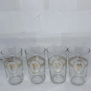 Lot Of 4 Libbey Glass Monogrammed "P" Juice Glasses Tumblers Laurel Gold Clear - Picture 1 of 3